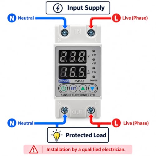 SYNSOR 63A Single Phase Automatic Over Under Voltage Protector — image 1