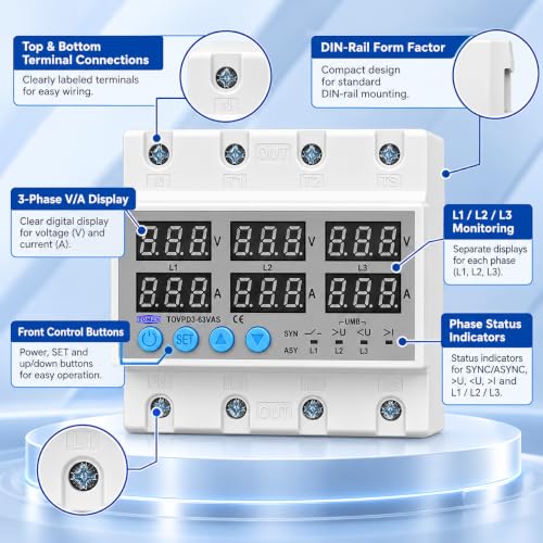 SYNSOR 3 Phase Automatic Over Under Voltage Protector 63A — image 6